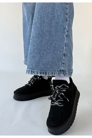 Muden Siyah Süet Bağcıklı Bot