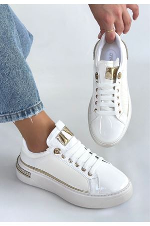 Hley Beyaz Rugan Paraşüt Detaylı Bağcıklı Spor Ayakkabı