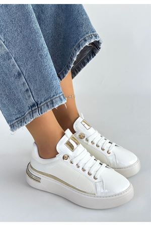 Hley Beyaz Rugan Paraşüt Detaylı Bağcıklı Spor Ayakkabı