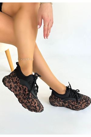 Rimay Kahverengi Cilt Boncuk İşlemeli Spor Ayakkabı