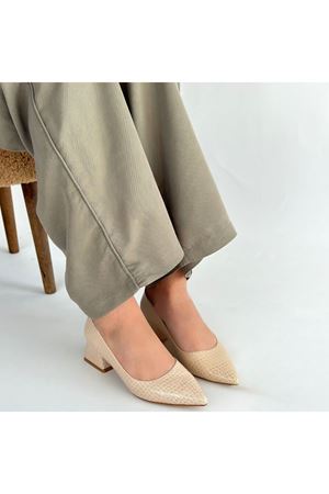 Meort Bej Rugan Topuklu Ayakkabı