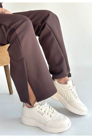 Yejja Bej Cilt Bağcıklı Spor Ayakkabı