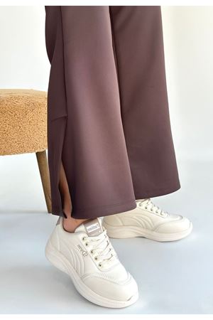 Yejja Bej Cilt Bağcıklı Spor Ayakkabı