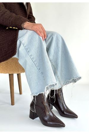 Meça Kahverengi Cilt Topuklu Bot