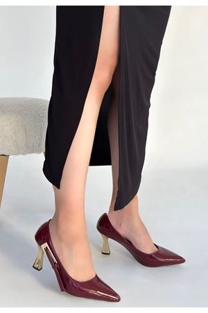 İnja Bordo Rugan Topuklu Ayakkabı