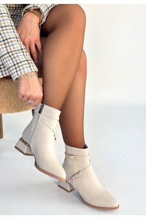 İnay Bej Cilt Topuklu Bot