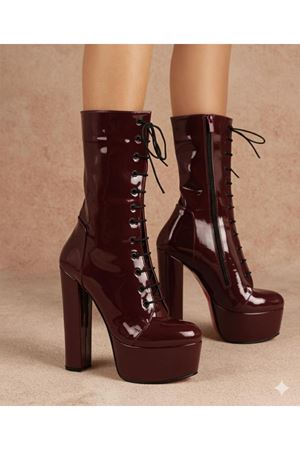 Duke Bordo Rugan Platfrom Kalın Topuklu Kadın Bot