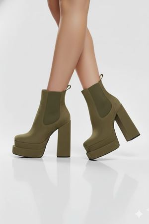 Moduss Haki Tasarım Çift Platform Kadın Ayakkabı 