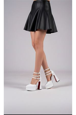 Auris Beyaz Rugan Kadın Çift Platform Özel Tasarım Ayakkabı