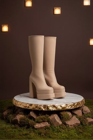 Pennyy Ten Cilt Kadın Çift Platform Kalın Topuk Çizme