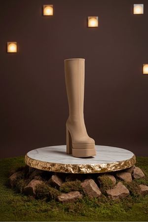 Pennyy Ten Süet Kadın Çift Platform Kalın Topuk Çizme