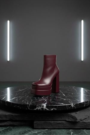 Vegaaa Bordo Cilt Kare Burun Çift Platform Kalın Topuklu Kadın Bot