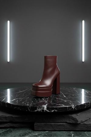 Vegaaa Kahverengi Cilt Kare Burun Çift Platform Kalın Topuklu Kadın Bot