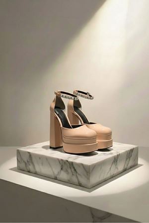 Figorooo Nude Rugan Kadın Çift Platform Özel Tasarım Nikah Ve Gelinlik Yüksek Topuklu Kadın Ayakkabısı