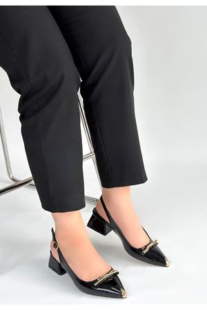 Ricy Siyah Rugan Topuklu Ayakkabı