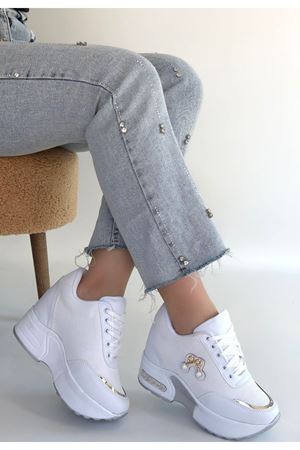 Wody Beyaz Cilt Simli Bağcıklı Spor Ayakkabı