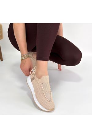 Renji Bej Triko Bağcıklı Spor Ayakkabı