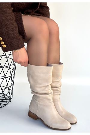 Plod Bej Cilt Körüklü Çizme