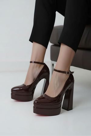 Rigelssss Kahverengi Rugan Çift Platform Özel Tasarım Kadın Ayakkabı