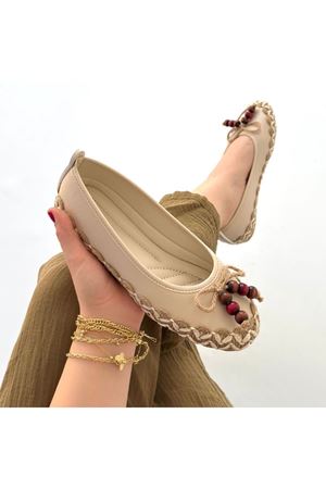 Ilwe Bej Cilt Babet Ayakkabı