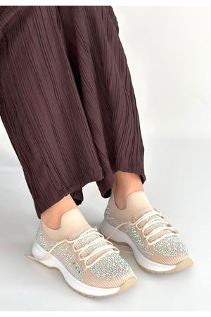 Ceas Bej Triko Bağcıklı Spor Ayakkabı