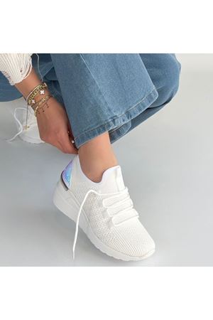 Weor Beyaz Triko Bağcıklı Spor Ayakkabı