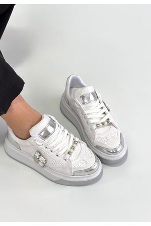 Ceans Beyaz Cilt Bağcıklı Spor Ayakkabı
