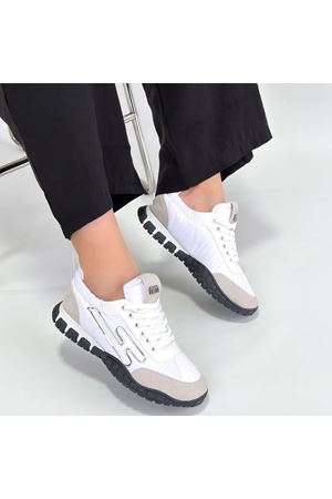 Huer Beyaz Nubuk Bağcıklı Spor Ayakkabı
