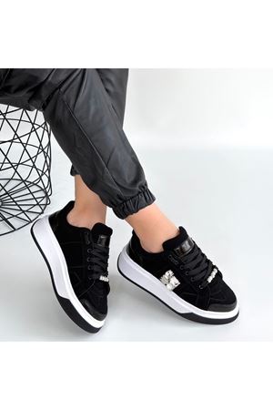Ceans Siyah Süet Bağcıklı Spor Ayakkabı