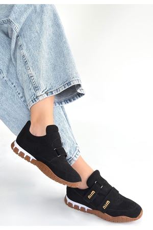 Tunga Siyah Süet Cırt Cırtlı Spor Ayakkabı