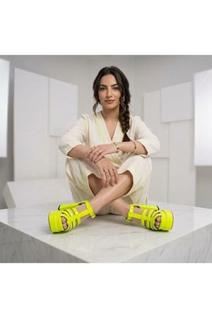 Camila Neon Sarı Çift Platform Tasarım Kadın Ayakkabı 