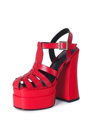 Camila Kırmızı Cilt Çift Platform Tasarım Kadın Ayakkabı