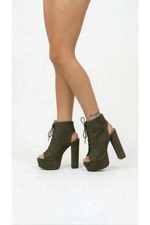 Elara Haki Yeşil Platform Arka Açık Tasarım Kadın Ayakkabı