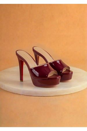 Dylan Kadın Bordo Rugan Özel Tasarım İnce Topuklu Terlik