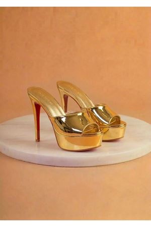 Dylan Kadın Gold Ayna Özel Tasarım İnce Topuklu Terlik