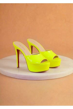 Dylan Kadın Neon Sarı Özel Tasarım İnce Topuklu Terlik