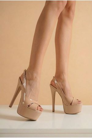 Lizza Nude Rugan Yandan Ayarlanabilir Ince Yüksek Topuklu Kadın Ayakkabı