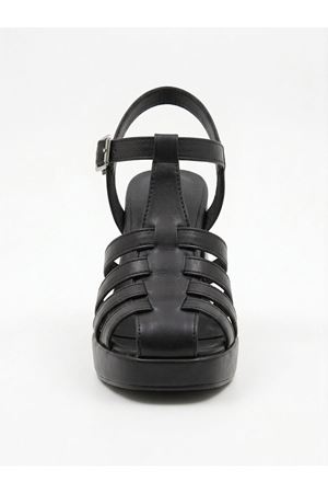 Çita Siyah Cilt Gladyatör Kadın Topuklu Ayakkabı