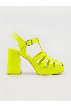 Çita Neon Sarı Gladyatör Kadın Topuklu Ayakkabı