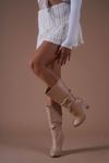 Kalde Nude Cilt Körüklü Şeffaf Topuklu Kadın Çizme
