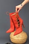 Aida Turuncu Süet Topuklu Kadın Ayakkabı