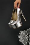 Ribbon Gümüş Parlak Platform Kadın Ayakkabı