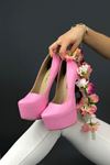 Ribbon Pembe Cilt Platform Kadın Ayakkabı