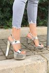 Lucy Gümüş Ayna Topuklu Kadın Ayakkabı