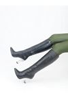 Andros Siyah Cilt Şeffaf Topuklu Diz Altı Çizme