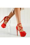 Cash Kırmızı Deri Topuklu Kadın Ayakkabı