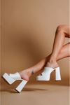 Stella Beyaz Cilt Tasarım  Platform  Kadın Ayakkabı