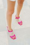 Graces Fuşya Saten Taş Detaylı Tasarım  Topuklu Kadın Ayakkabı