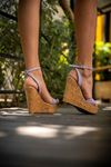 Mantara Lila Cilt Dolgu Topuklu Kadın Ayakkabı Patri