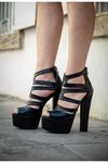 Siyah Cilt Tasarım Platform  Kadın Ayakkabı Leila